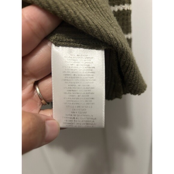 Anthropologie Eri + Ali Small Tallie Peplum Stripe Top Tee Thermal Olive Green - Picture 4 of 5